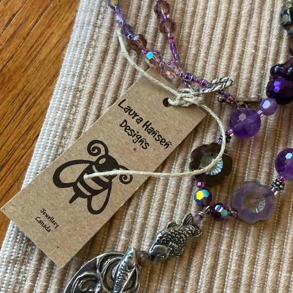 NWT Fish & Octopus Pendant Necklace w Amethysts Swarovski Crystals & Cze… - Picture 10 of 11